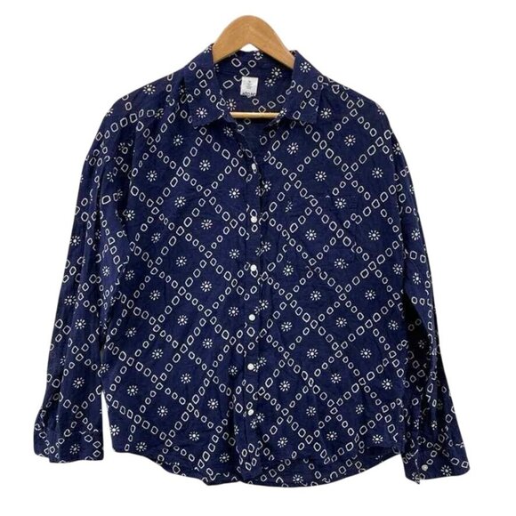 Abound Tops - ABOUND Button Front‎ Shirt Womens Medium Blue White Geometric Print Cotton